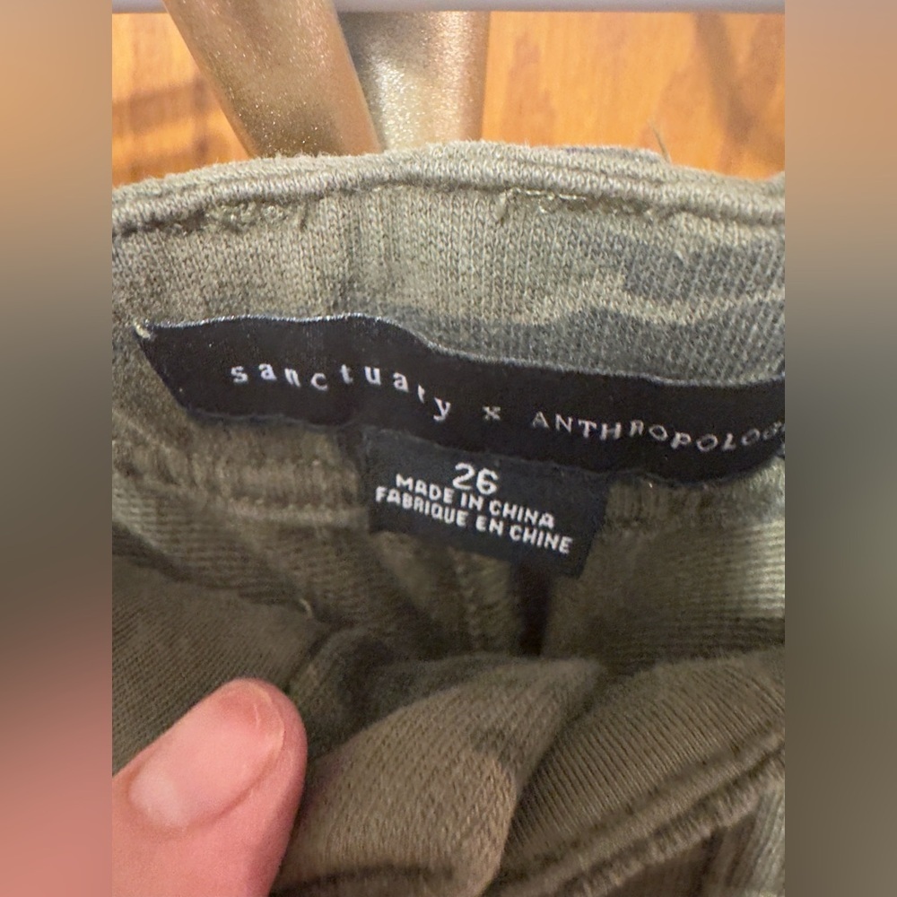Sanctuary X Anthropologie Green Camouflage Stretch Pants w/side stripes Sz. 26 - Picture 11 of 16